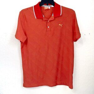 Puma Golf Polo Mens Large Orange Performance Fabric Rickie Fowler USP Dry Cell